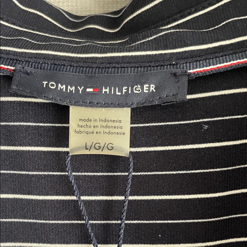 Tommy Hilfiger Navy and White Striped Button Down Shirt - Picture 3 of 6